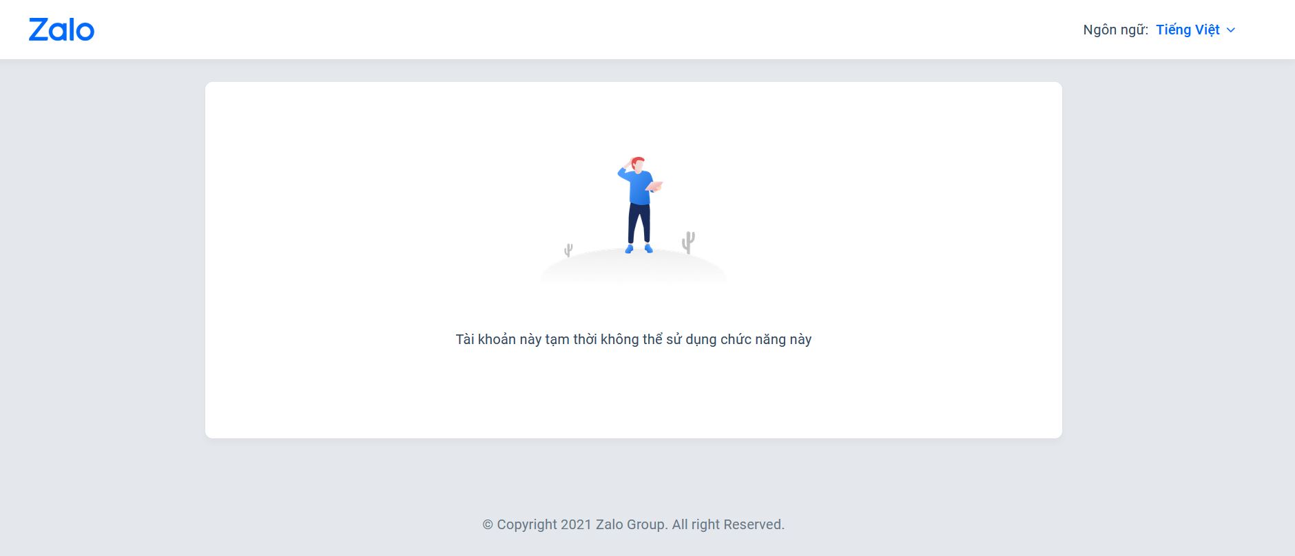 Lỗi Tài khoản này tạm thời không thể sử dụng chức năng này trên Zalo