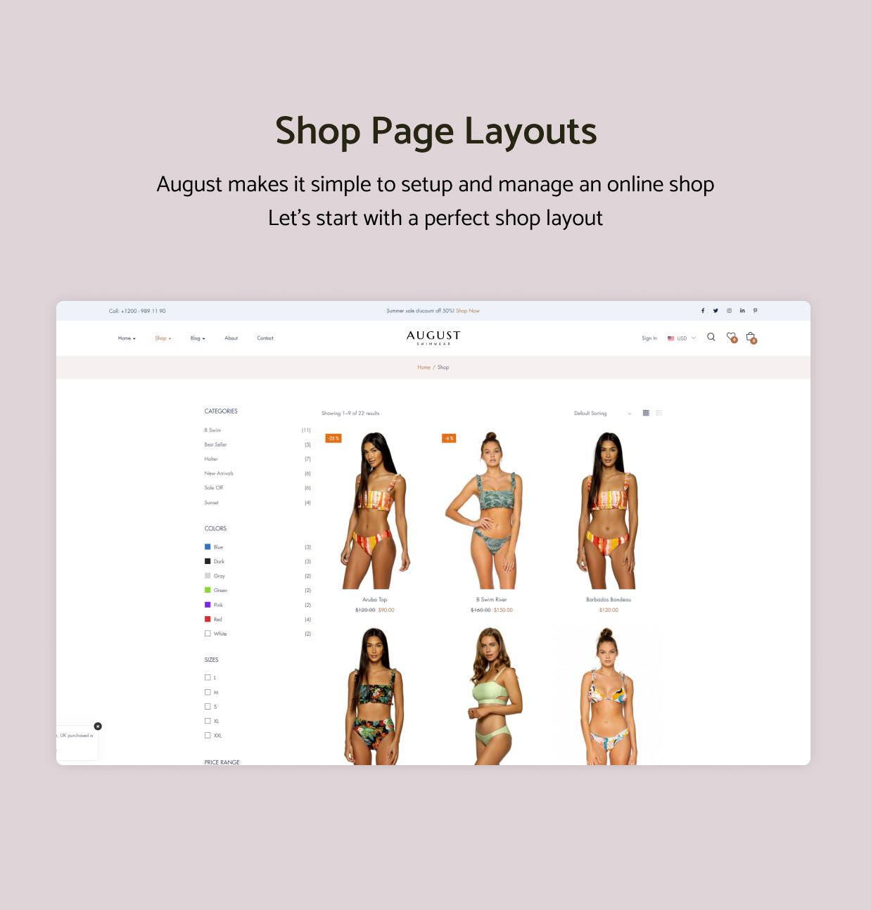 Tháng 8 - Chủ đề WordPress WooCommerce dành cho đồ bơi - 5