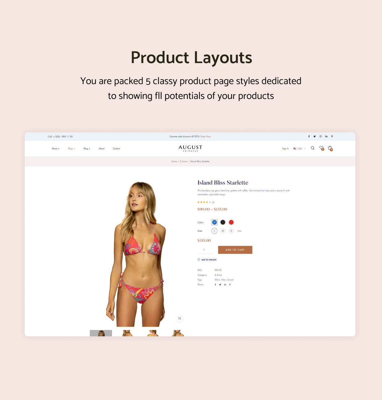 Tháng 8 - Chủ đề WordPress WooCommerce dành cho đồ bơi - 6