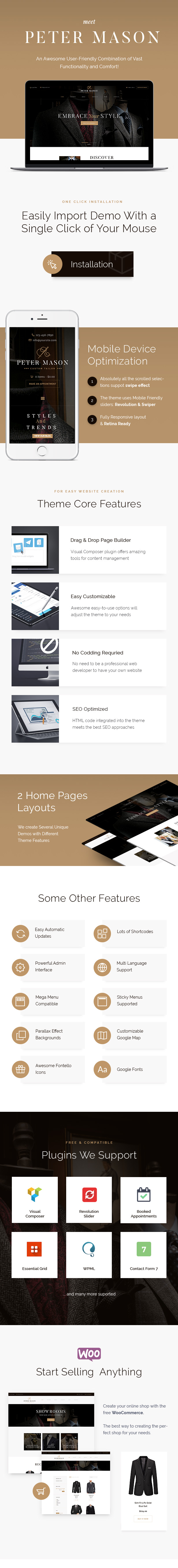Các tính năng của Theme WordPress cho Cửa hàng Quần áo và May đo theo yêu cầu