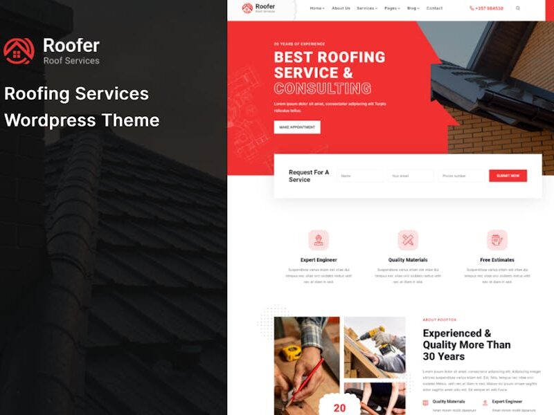 Roofer - Roofing Services WordPress Theme