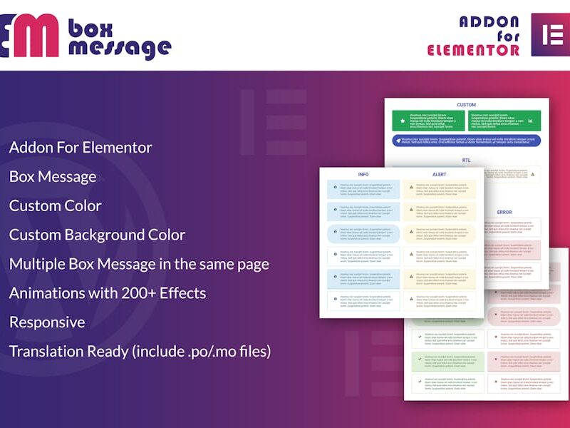 Box Message for Elementor WordPress Plugin
