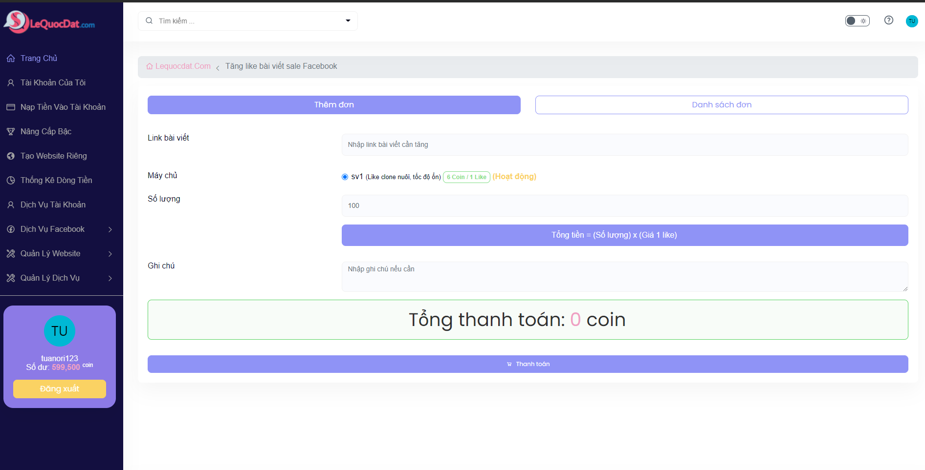 Code bán like , cmt , view fb giống subgiare bản thường