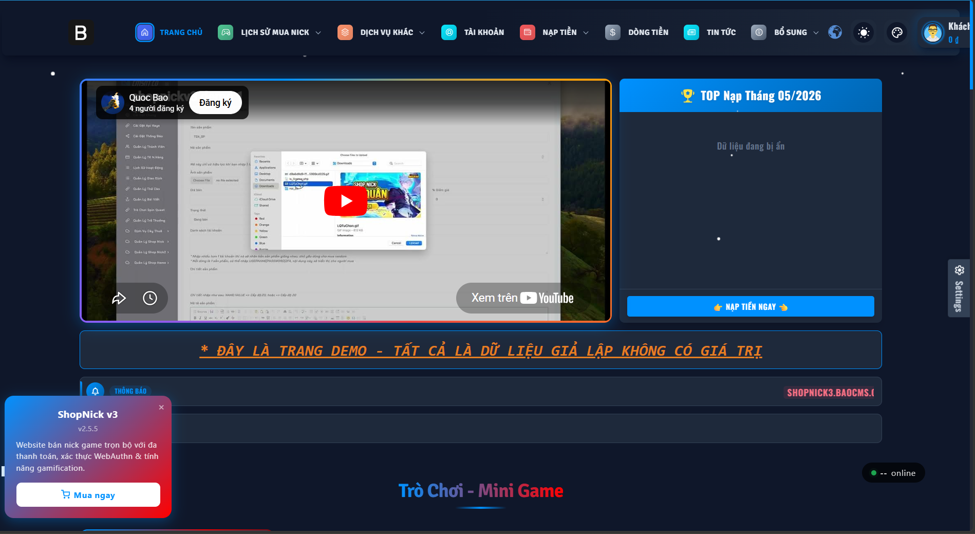 CODE SHOPNICK V3 UPDATE MỚI NHẤT