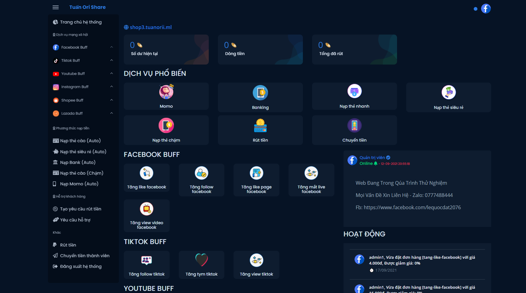 Code dịch vụ fb , shopee , tăng like , share , cmt fb các kiểu