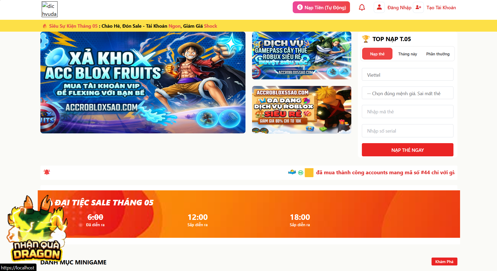 CODE SHOP BÁN ACC GAME V5, AUTO BANK
