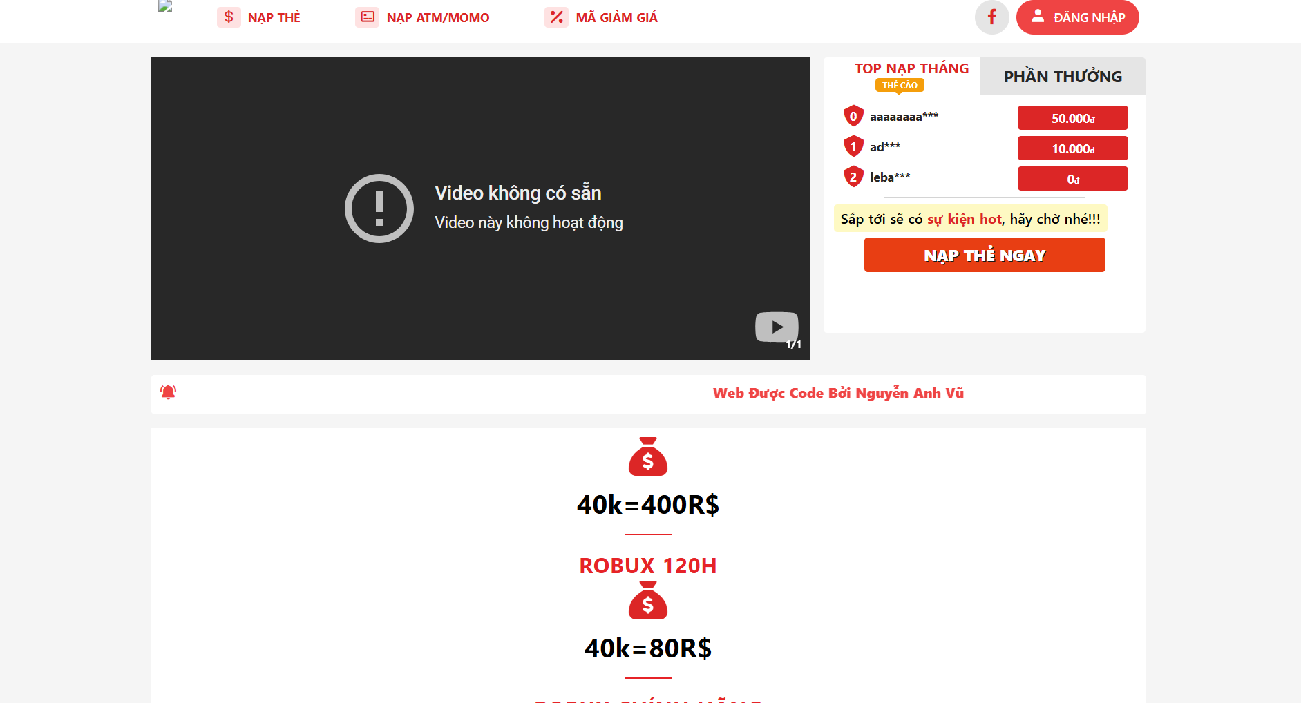 CODE SHOP BÁN ACC ROLBOX BẢN MỚI