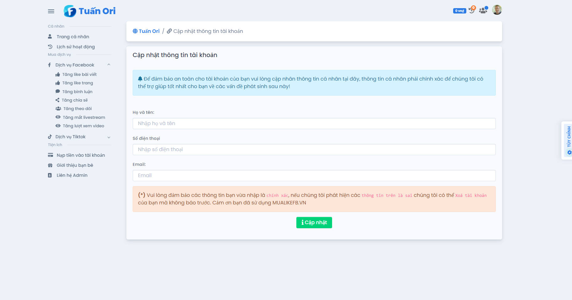 code dịch vụ fb bản AutoMXH.VN - Màu trắng