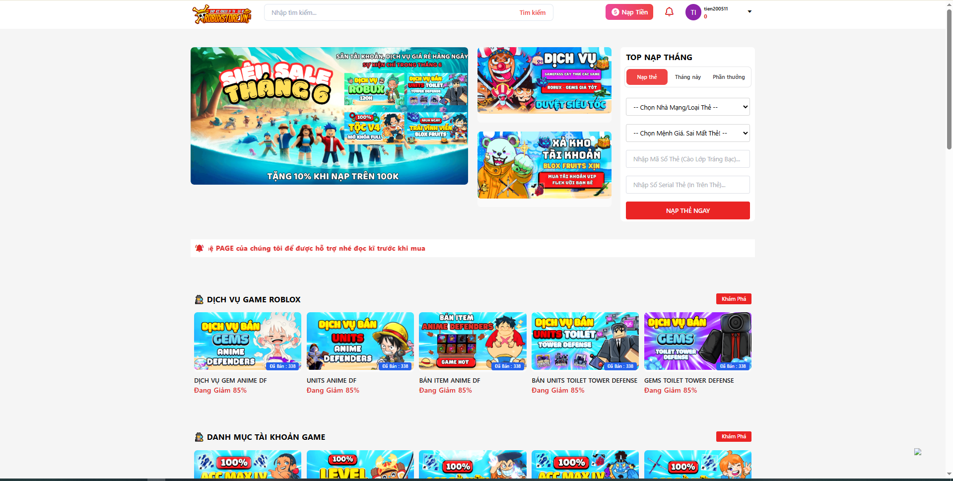 SHOP DỊCH VỤ ROBLOX ĐẸP CÀY THUÊ, RANDOM, BÁN RB,BÁN ACC, NẠP THẺ TỰ ĐỘNG.
