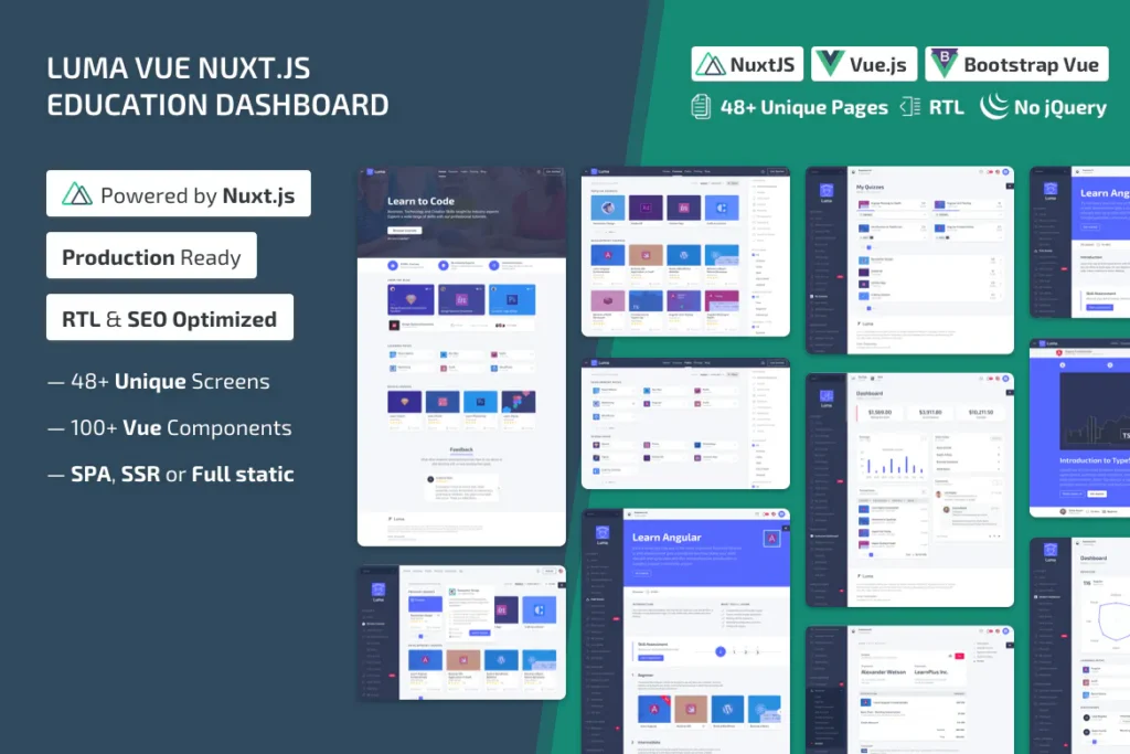 Luma Nuxt NuxtJS Vue Learning Management System Mua theme wordpress giao diện website