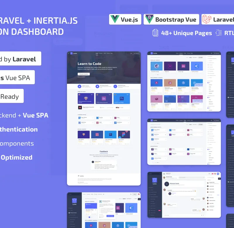 Luma Laravel LMS & Vue Education Admin Dashboard