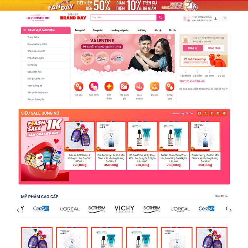 Mẫu Website mỹ phẩm 19 - giao diện bán mỹ phẩm