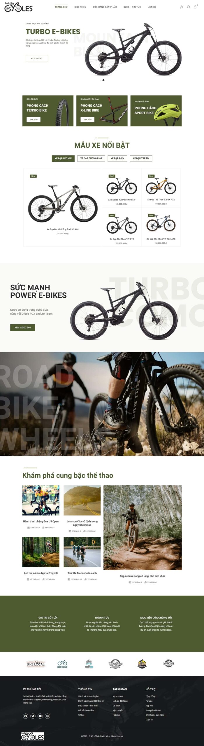 mẫu website bán xe đạp