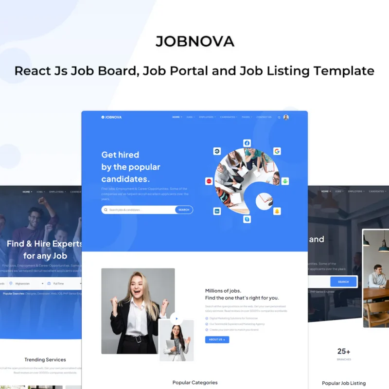 Jobnova - React Js Job Board, Job listing Template