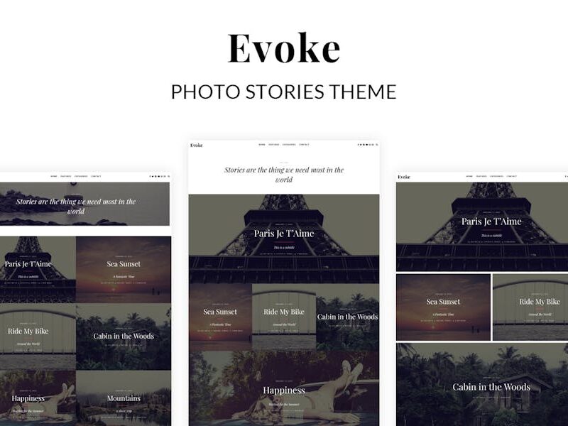 Evoke Photo Stories Blog WordPress Theme