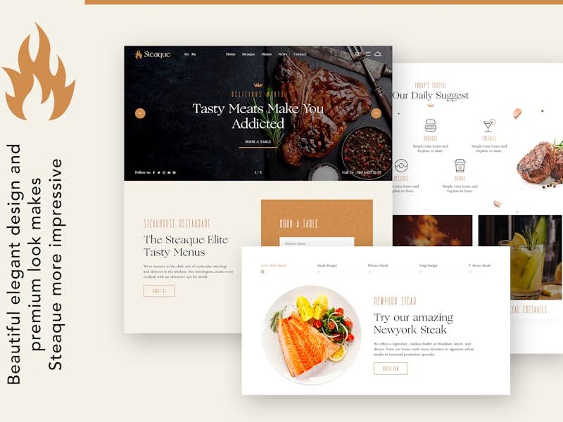 Steaque | Restaurant and Cocktail Bar WordPress Th