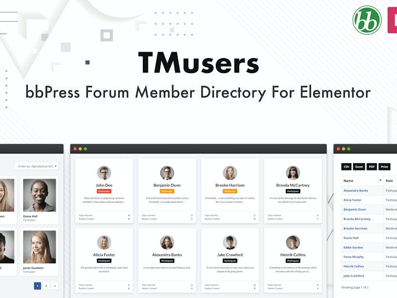 TMusers - bbPress Member Directory For Elementor