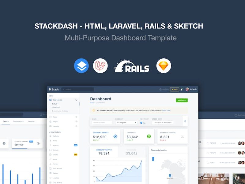 Stack - Laravel, HTML & Rails Template