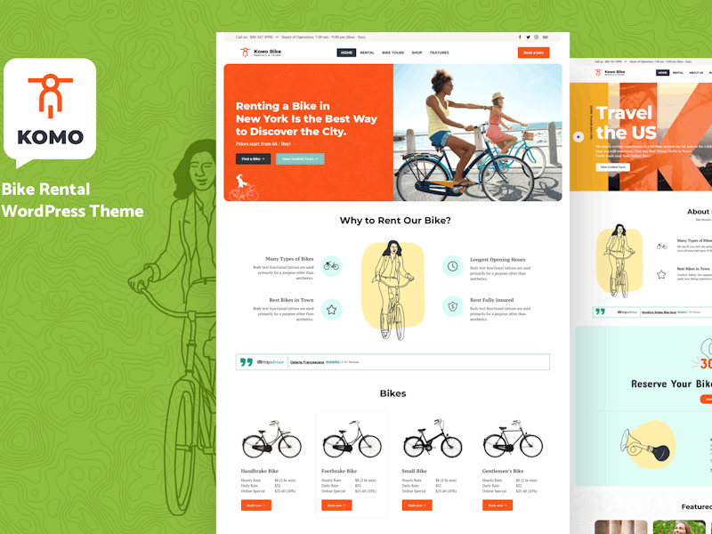 Komo - Bike Rental Shop WordPress Theme