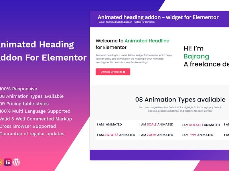 Animated heading addon – widget for Elementor