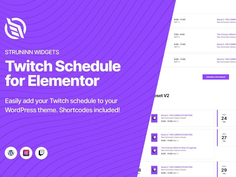 Struninn - Twitch Schedule Elementor Widget
