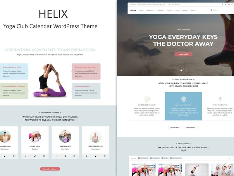 Helix - Yoga Club Calendar WordPress Theme