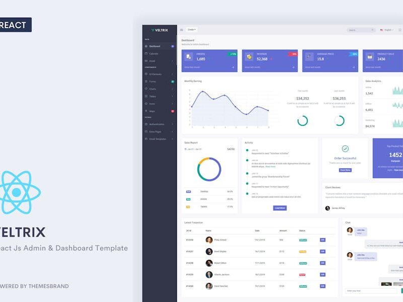 Veltrix - React Js Admin & Dashboard Template