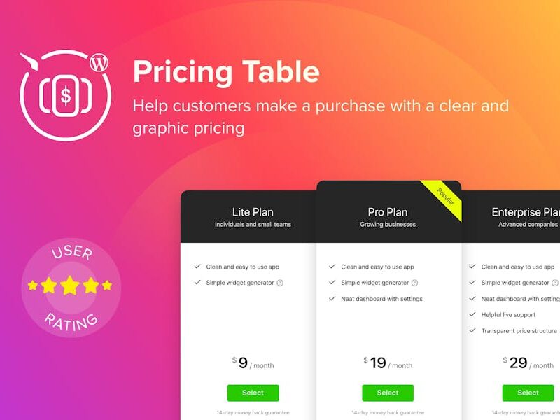 WordPress Pricing Table Plugin