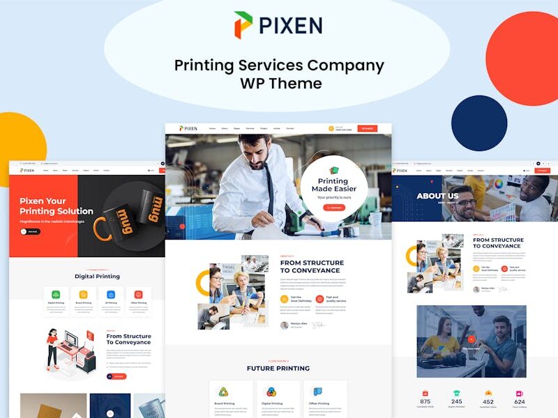 Pixeen - Printing Services Company WordPress Theme