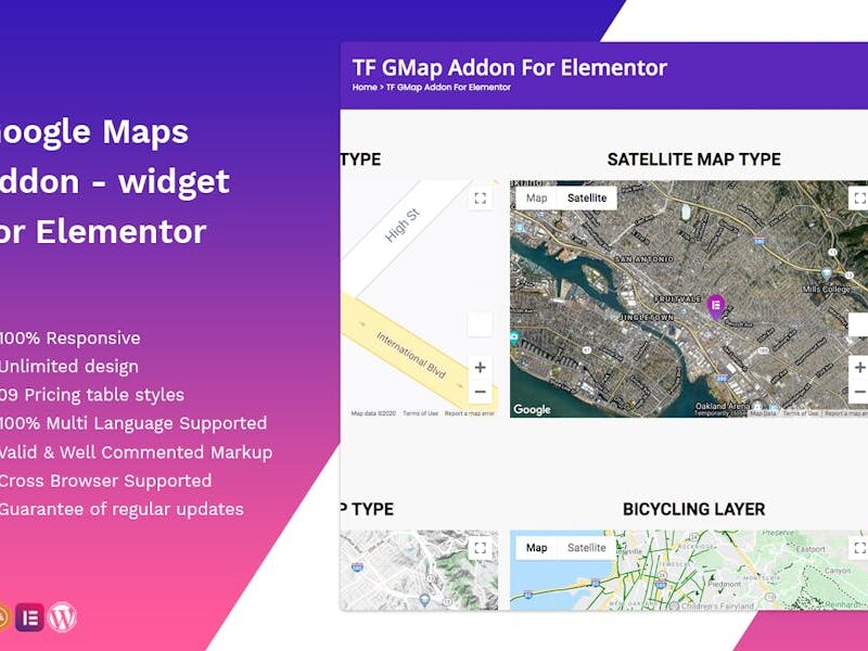 Google Maps addon - widget for Elementor