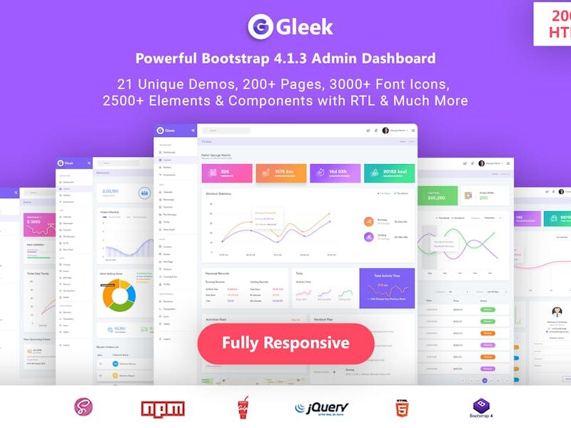 Gleek - Powerful Bootstrap4 AdminDashboard HTML