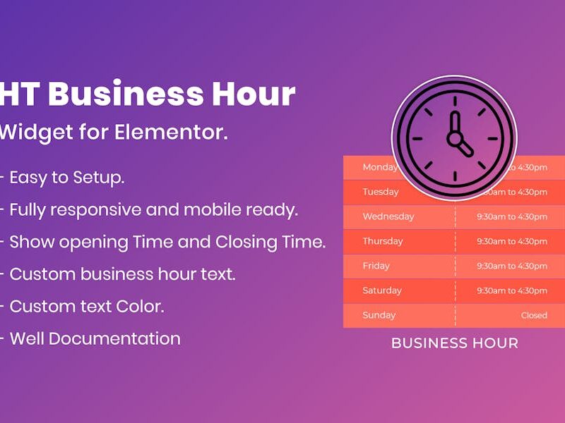 HT Business Hour Widget for Elementor
