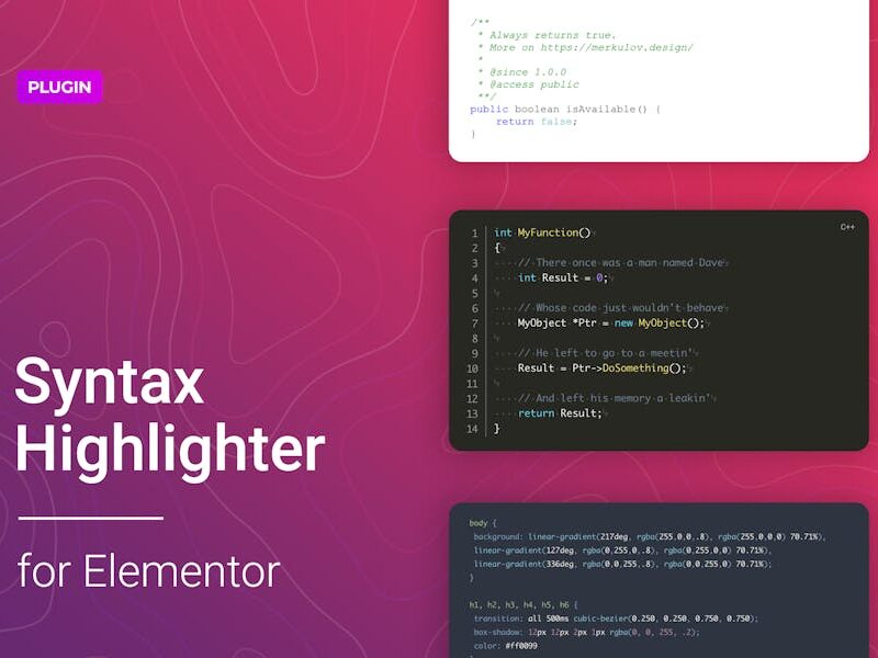 Code Syntax Highlighter for Elementor