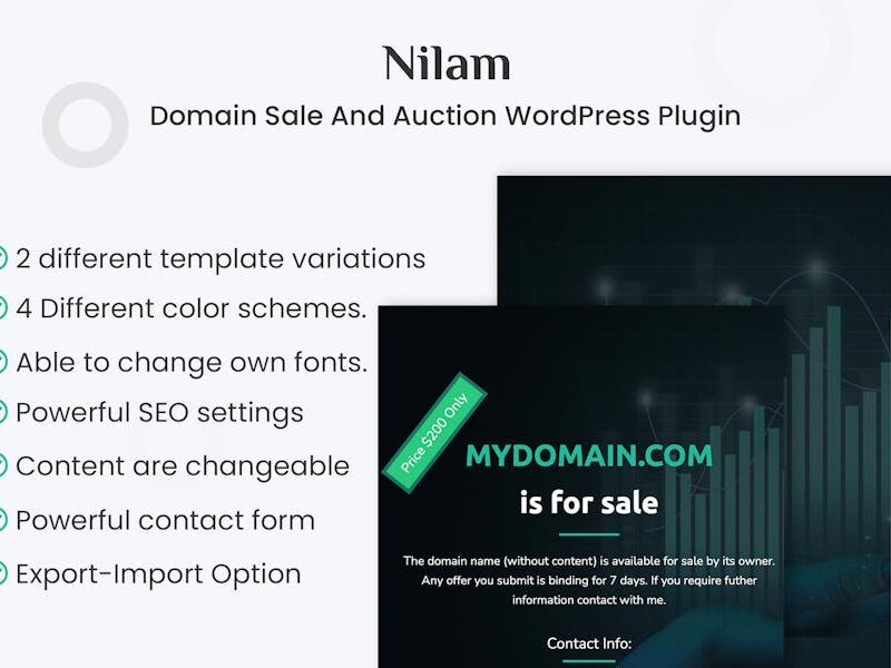 Nilam - Domain For Sale & Auction Plugin