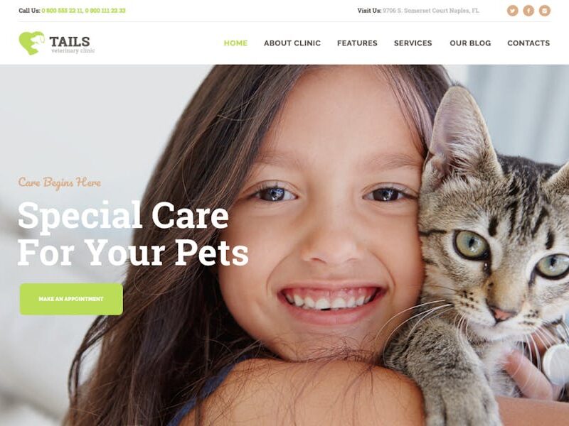 Tails | Veterinary Clinic, Pet Care & Animal WP