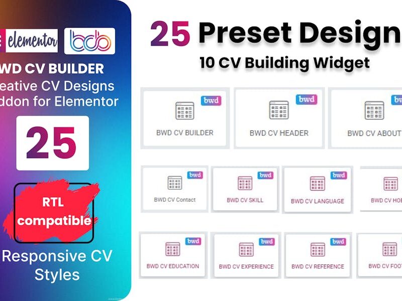CV Builder plugin for elementor