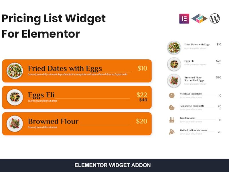 Pricing List Widget For Elementor