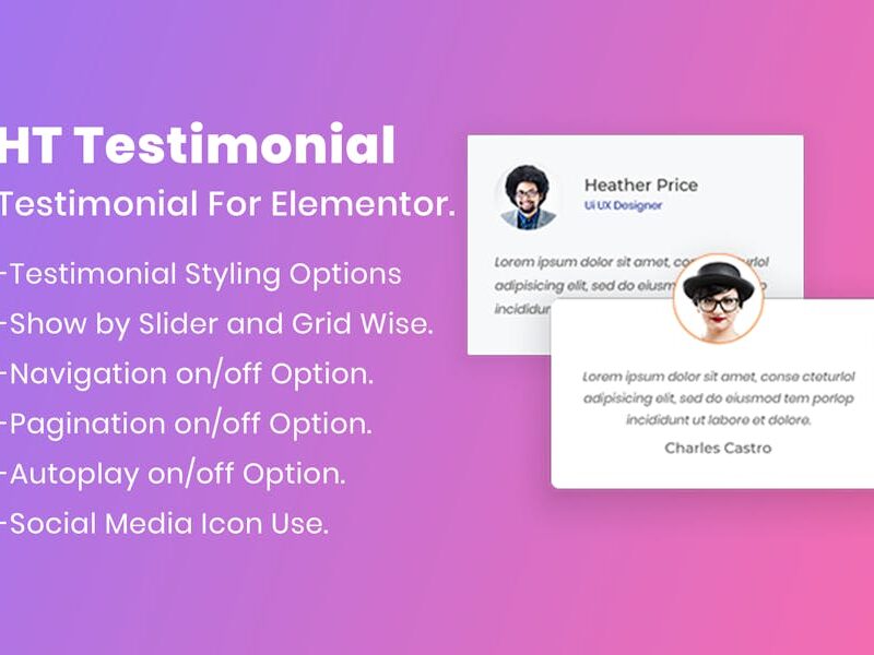 HT Testimonial For Elementor