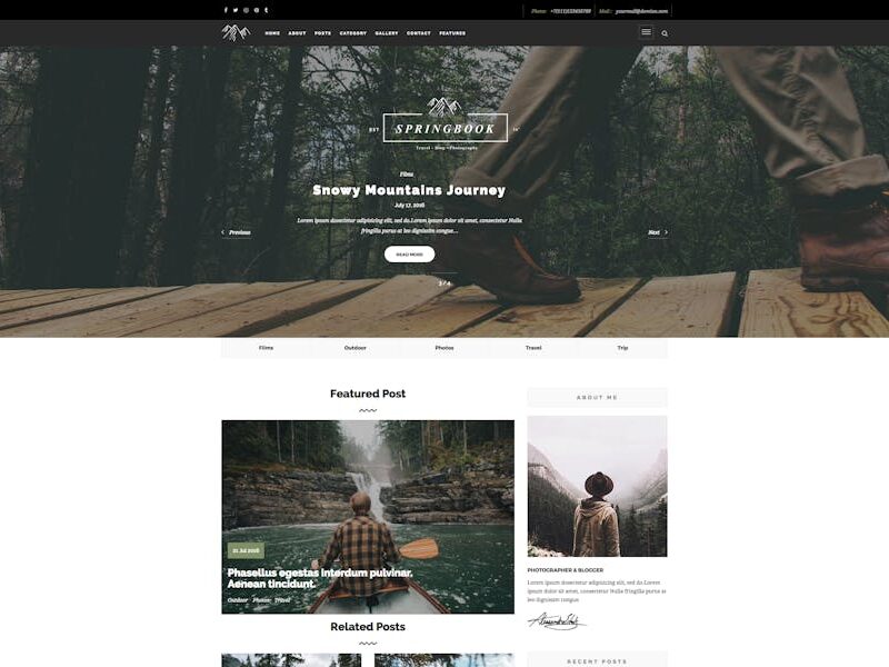 Springbook - Blog Travel Photography WP Theme