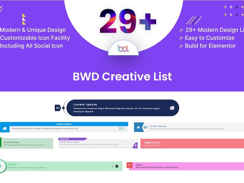 Creative List addon for elementor