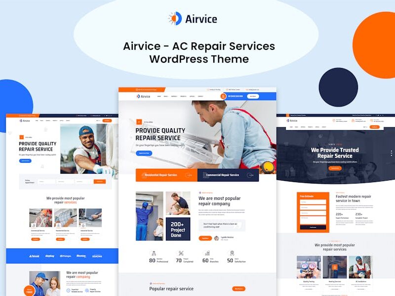 Airvice - AC Repair Services WordPress Theme