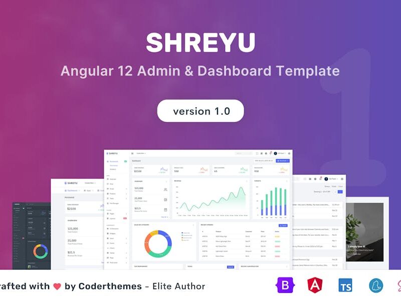 Shreyu - Angular 12 Admin & Dashboard Template