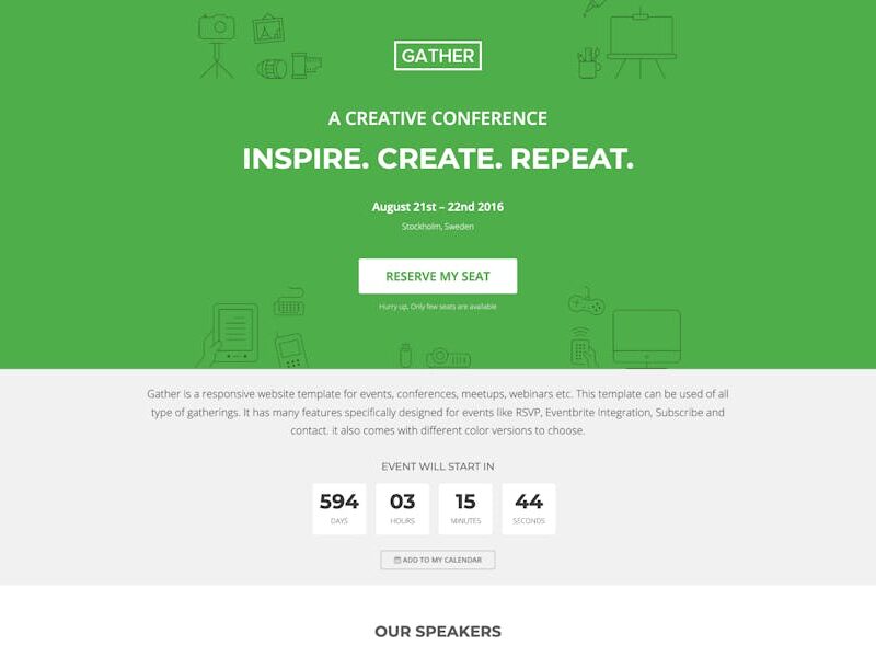 Gather - Event & Conference Landing Page WP Theme
