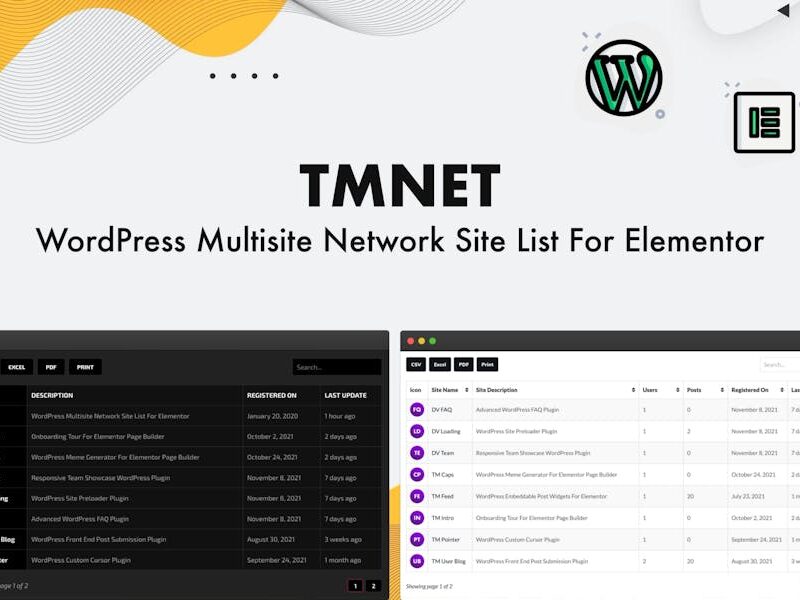 TMNET WordPress Multisite Site List For Elementor