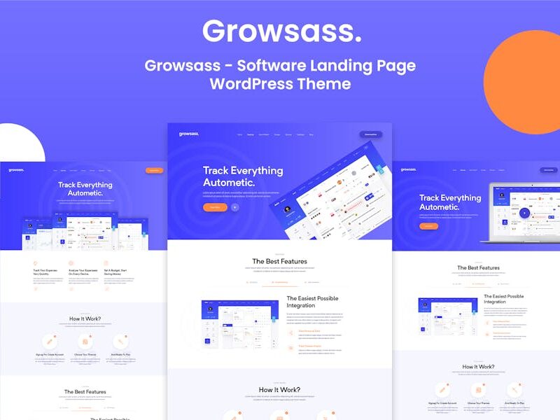 Growsass - Software Landing Page WordPress Theme