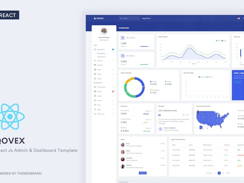 Qovex - React Js Admin & Dashboard Template