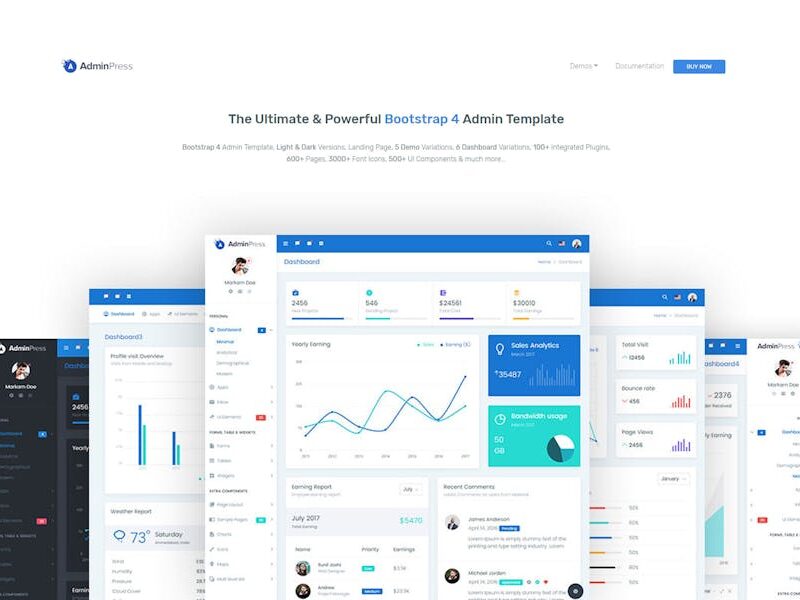 Admin Press - The Ultimate Bootstrap 4 Dashboard