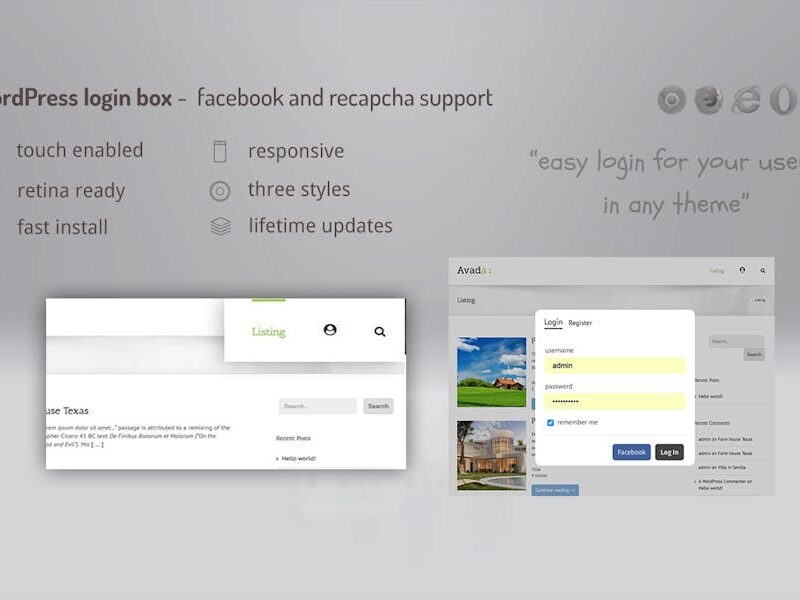 Login lightbox wordpress - easy login / register w