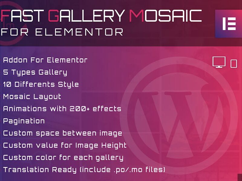 Fast Gallery Mosaic for Elementor WordPress Plugin