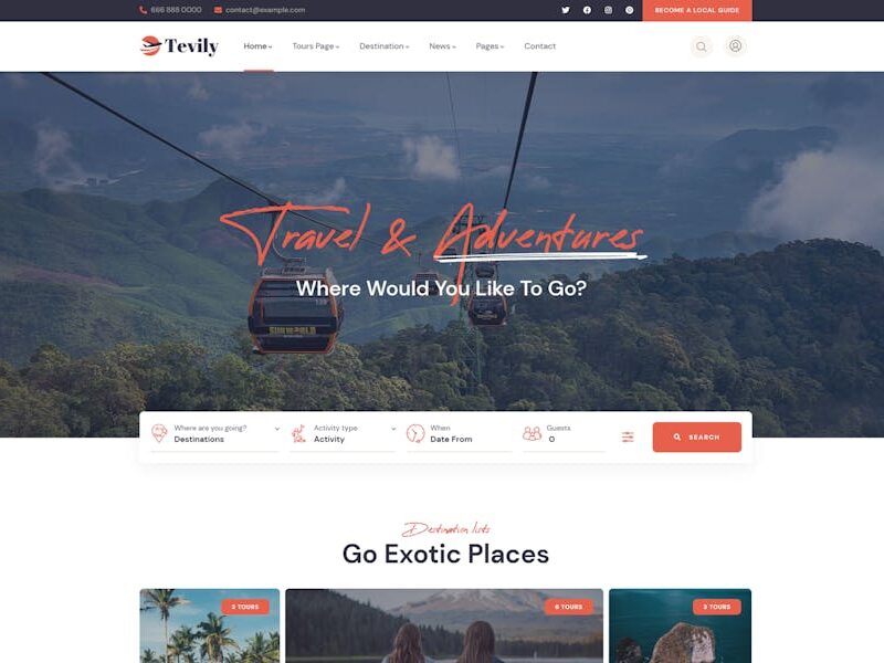 Tevily - Travel & Tour Booking WordPress Theme